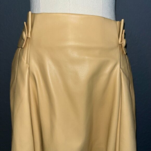 ANTHRO ANTHROPOLOGIE RYEGRASS REAL PECAN FAUX LEATHER FULL MIDI SKIRT. EUC  6 - Picture 2 of 12
